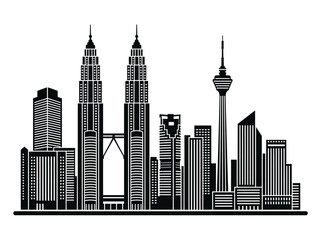 Obraz premium Kuala Lumpur Skyline Silhouette Vector Icon Illustration of Malaysia Landmarks