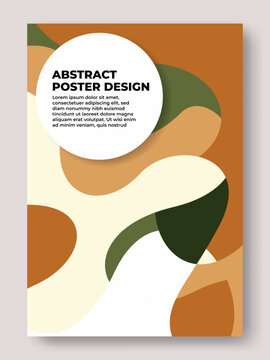 Modern Mid-Century Abstract Poster with Organic Shapes in Earthy Tones