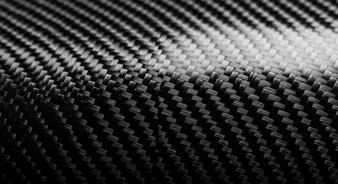 Close-up of carbon fiber texture with shiny reflective surface