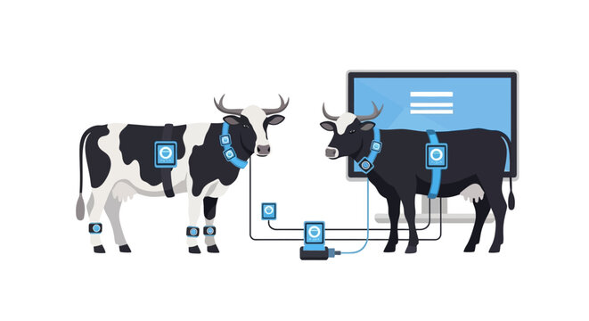 Cows Connected to Technology for Data Monitoring.