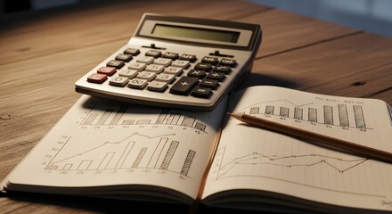 Obraz premium Calculator and Notebook with Business Growth Graph for Financial Analysis