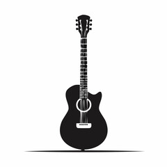 Obraz premium Black silhouette of an acoustic guitar on a white background