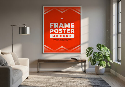 Gallery Frame Poster Mockup AI Modern Interior Branding