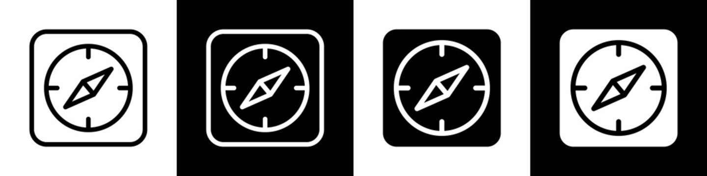  Compass black and white icon design concept