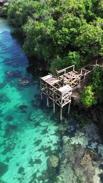 Weekuri (Waikuri) Lagoon, Crystal-clear water surrounded by cliffs, Sumba, Bali, Indonesia 