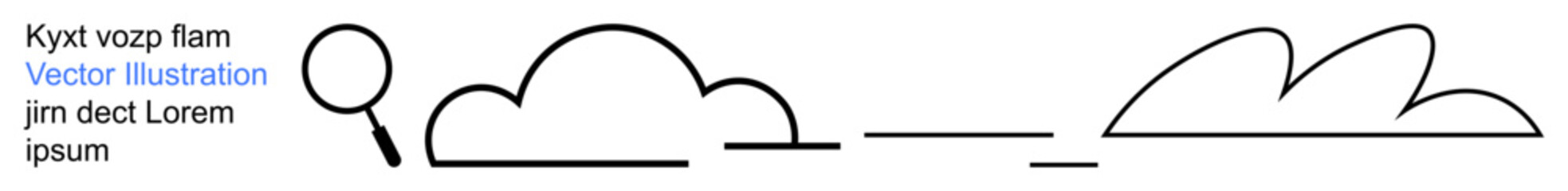 Data analysis, creativity, learning, education, experimentation, abstraction. Minimalistic clouds, magnifying glass and placeholder text composition. Data analysis and creativity concept © robu_s