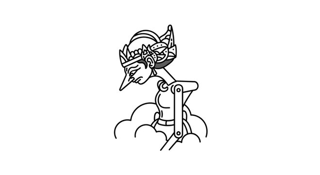 Indonesian Wayang Kulit Puppet Silhouette, Traditional Javanese Art