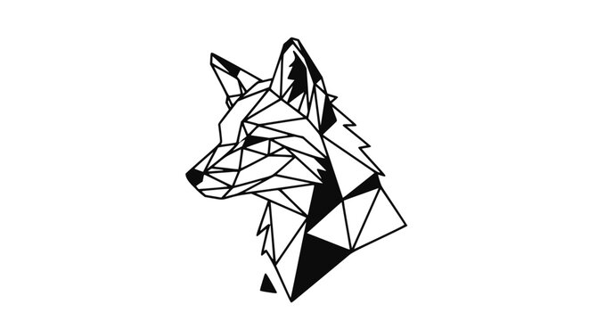 Geometric Fox Head Silhouette - Abstract Polygon Animal Art