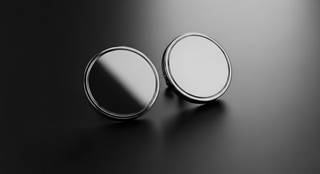 pair of silver cufflinks on dark background