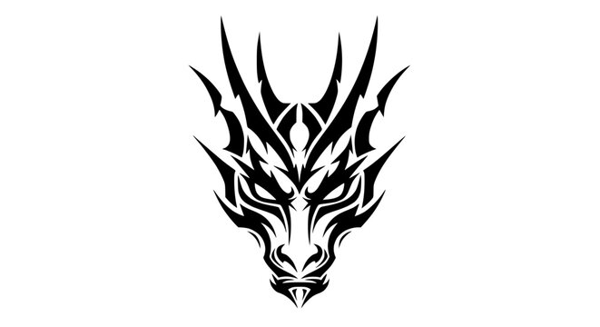 Tribal Dragon Head Tattoo Design, Fierce and Mythical Creature