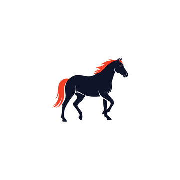 Black Horse with Orange Mane.