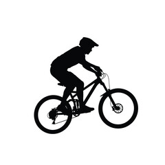 Fototapeta premium Man Riding a Mountain Bike Silhouette.