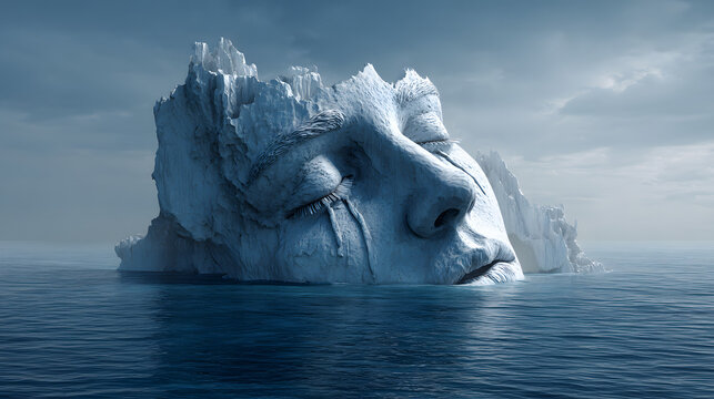 Melting Iceberg Human Face Climate Change Global Warming