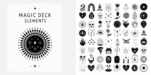 vintage magic deck elements hand drawn esoteric symbols collection © Satyajit