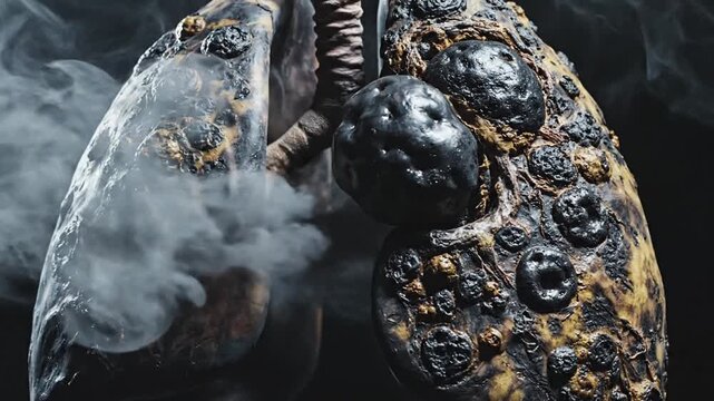 Diseased Lungs Filled with Smoke, Symbolizing Smoking Damage and Respiratory Illness