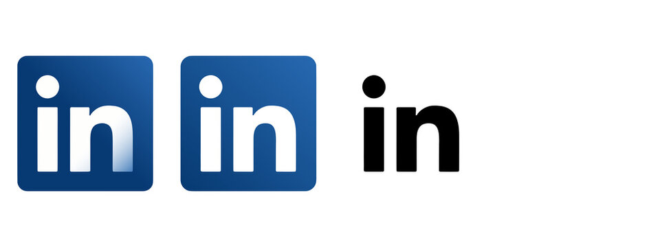 Social Media App Symbols for Branding, Marketing, Corporate Identity, and Digital Design. Linkedin Logo Variations. Blue - White, PNG, Black, and Full White linkedin logos.