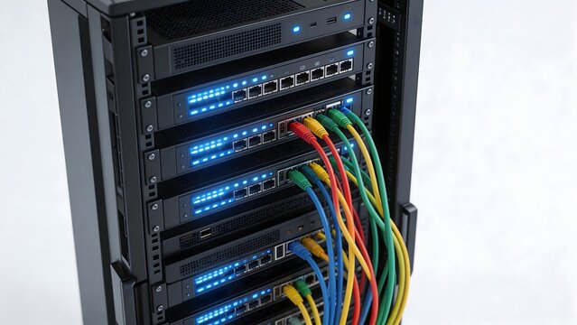 Network server with colorful cables