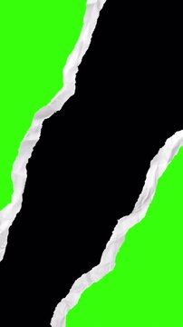Clean Paper Rip Frame Border Transition Smooth Opening Reveal Overlay Green Screen Transparent Background 4K Video