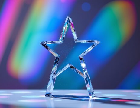 Crystal Star Trophy Vibrant Gradient Background