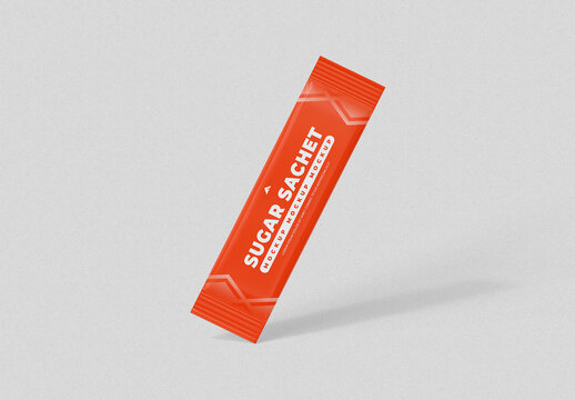 Sugar Sachet Mockup PSD for Coffee Shop Branding Packaging
