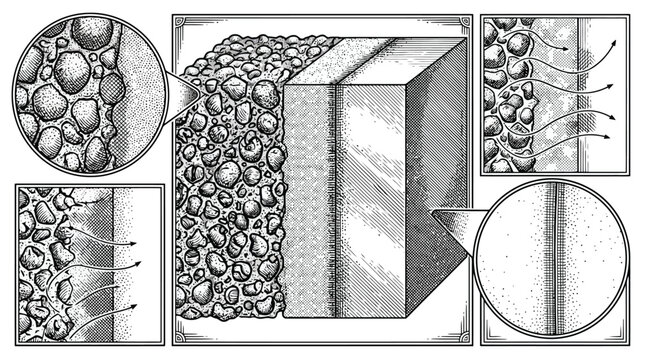 Porous Cellular Material Cross Section Diagram.