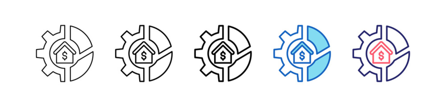 Asset Allocation Icon In 5 Different Styles Set Collection.   