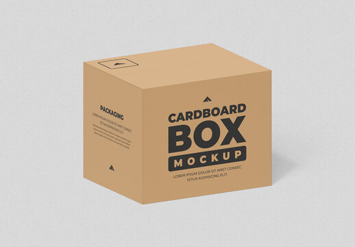 Cardboard Box Packaging Mockup PSD for Shipping and Branding Design