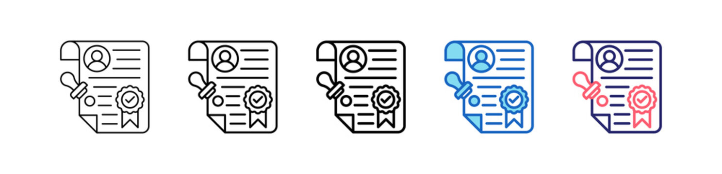 License Icon In 5 Different Styles Set Collection.   