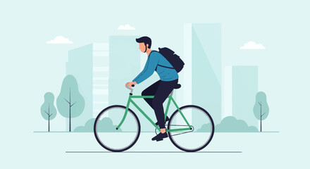 Fototapeta premium young woman riding a bike