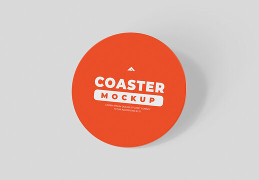 Round Coaster Stack Mockup PSD for Beverage Branding Display