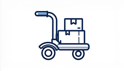 Naklejka premium Hand Truck with Stacked Boxes Icon on White Background hand truck, trolley, cart