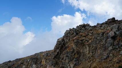 Fototapeta premium Mount Ontake: Breathtaking Scenery of an Active Peak, Landscapes of Japan’s Second Highest Volcano 