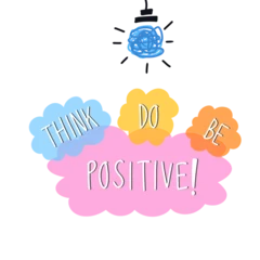 Fototapeten Positive Typografie Think Do Be Positive Inspirational Quote, Positive Thinking Mindset Illustration, Mental Health Wellness Cloud Doodle, Transparent PNG  © PeachyPixels