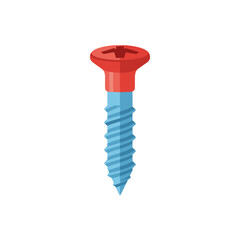 Fototapeta premium Blue and red screw fastener hardware.