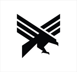 Fototapeta premium crow bird logo design. Minimal monogram emblem, classic style Alphabet vector logo design. Premium Business logo, White background