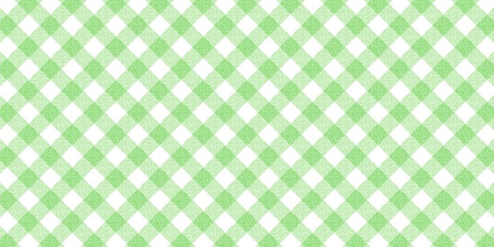Diagonal light green gingham checkered pattern background with seamless mint textured fabric effect for picnic or textile decor.
