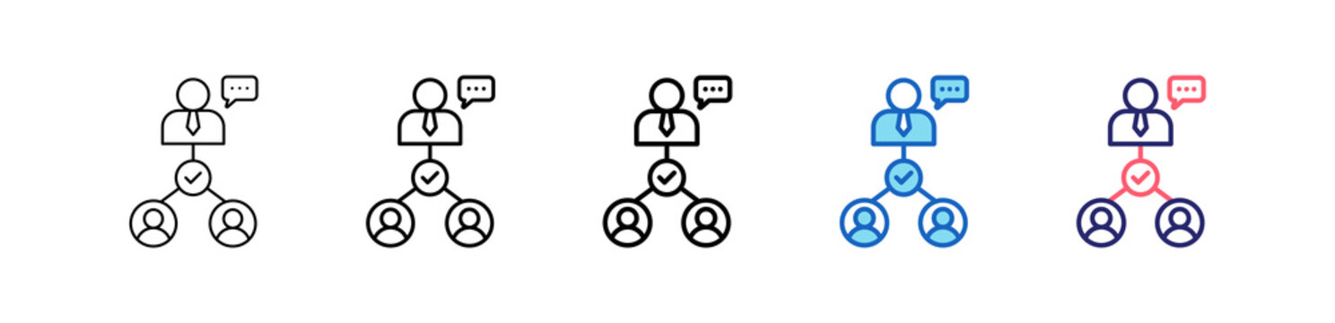 Task Delegation Icon In 5 Different Styles Set Collection.   