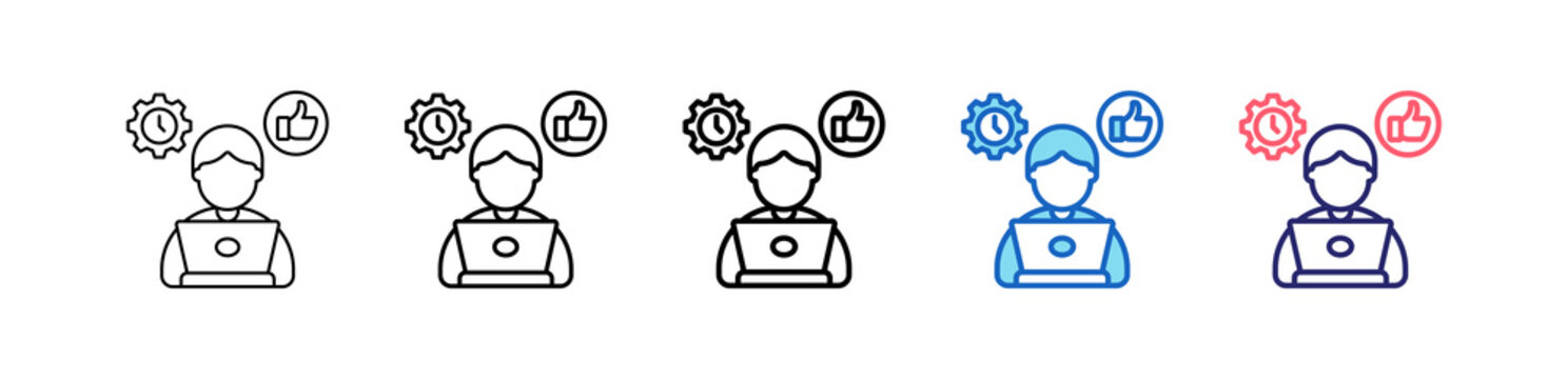 Work Efficiency Icon In 5 Different Styles Set Collection.   