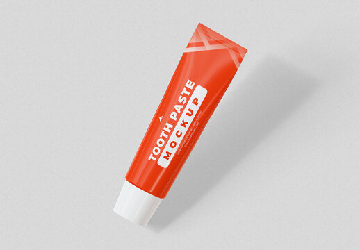 Toothpaste Tube Packaging Mockup PSD for Dental Care Branding