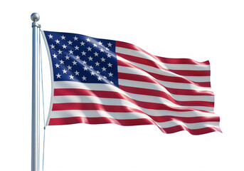 Obraz premium Waving flag of the united states of america on a metal pole
