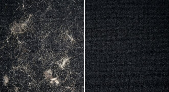 Car carpet pet hair removal before and after comparison