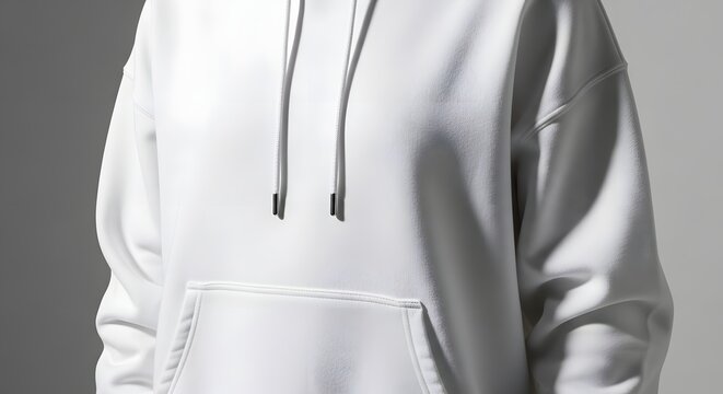 Person wearing white hoodie and gray leather pants