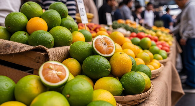 Fresh mamoncillo fruits with green skin and juicy pulp at a market