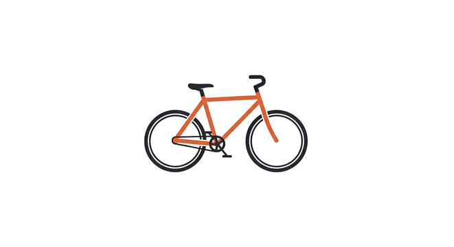 Modern orange bicycle illustration with black wheels and handlebars on a solid black background