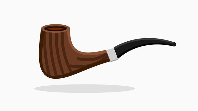 Classic Wooden Tobacco Smoking Pipe Illustration Isolated on White Background for Vintage Lifestyle and Retro Branding