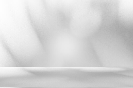 Wall interior background, studio and backdrops show products.with shadow from window color white and grey. background for text insertion and presentation product	