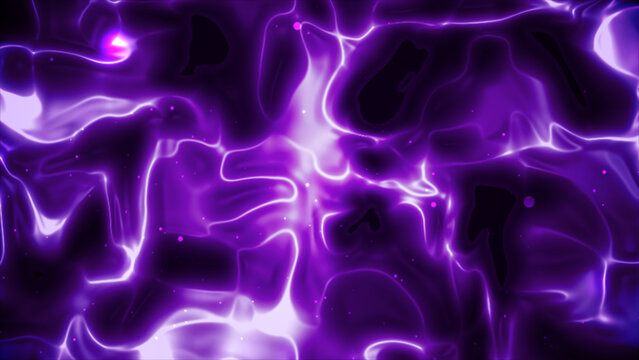 Abstract Purple Energy Liquid with Glowing Waves and Neon Light Particles
