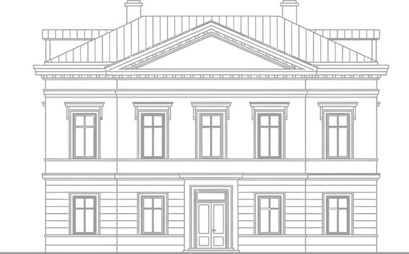 Large Two-Story House with Gable Roof and Cladding