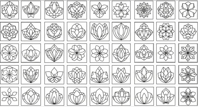 Collection of intricate floral ornamental patterns in black and white.