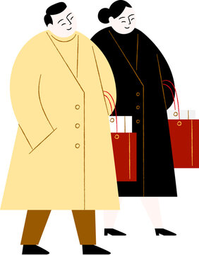 Sophisticated Couple Shopping Arm in Arm